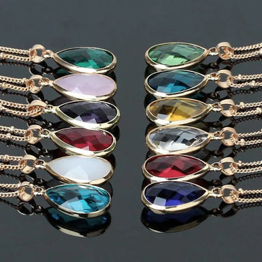 12 Crystal Birthstone Waterdrop Necklace-Your Soul Place